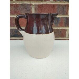 VTG RRP CO. Roseville Ohio USA Made Stoneware Pottery Pitcher Brown Cream Crock